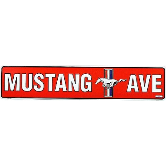 GE Enseigne Routier en aluminum Mustang Avenue Rouge 24'' x 5.5''